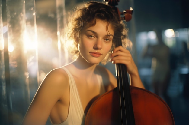 Free Photo medium shot woman playing the cello