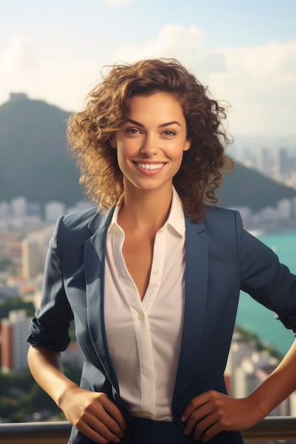 Medium shot woman posing outdoors