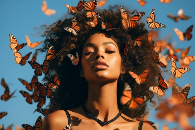 Free photo medium shot woman posing with flowers