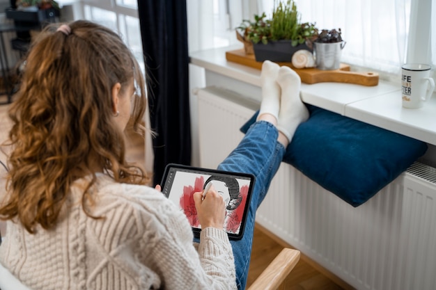 Free photo medium shot woman sitting near heater