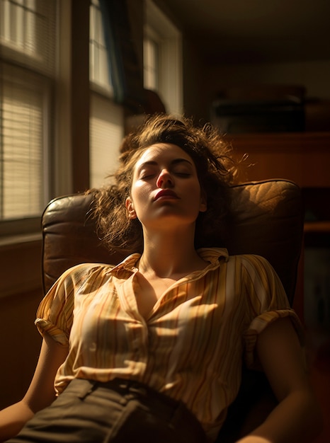 Free photo medium shot woman sleeping indoors