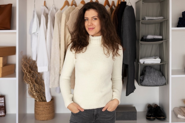 Medium shot woman in wardrobe