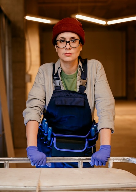 Medium shot woman wearing gloves