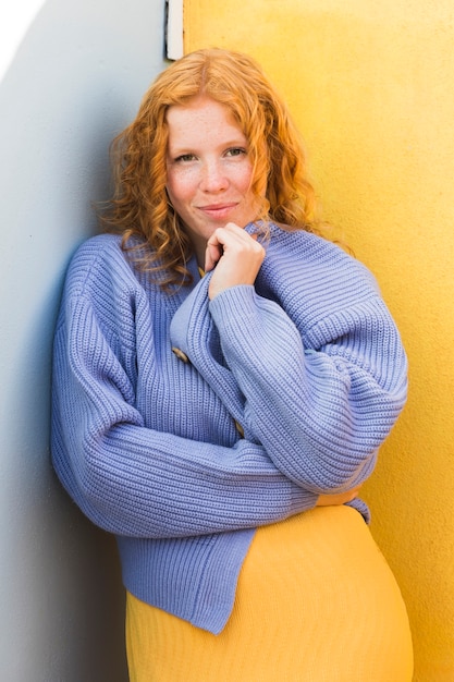 Medium shot woman wearing sweater