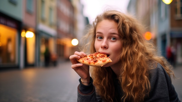 Free Photo medium shot woman with delicious pizza