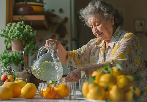 Medium shot woman with healthy food