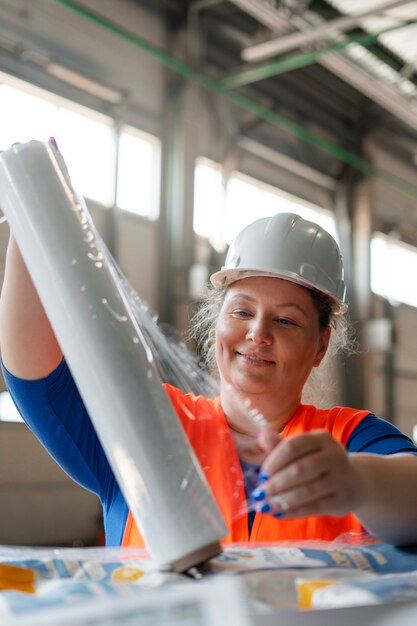 Medium shot woman working in construction