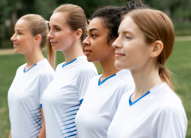 Medium shot women football team