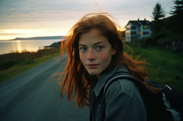 Medium shot young girl posing