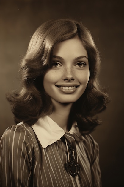 Free photo medium shot young woman posing vintage portrait