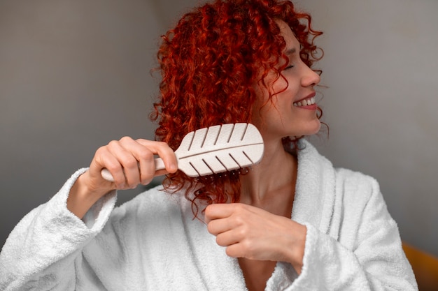 Free Photo medium shot young woman with curly hair