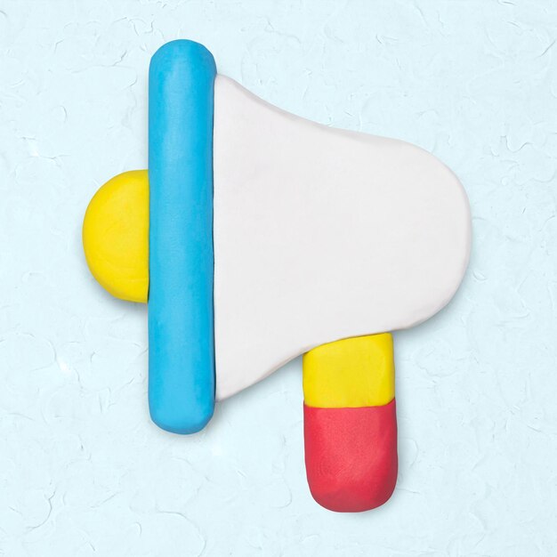 Megaphone clay icon cute handmade marketing creative craft graphic