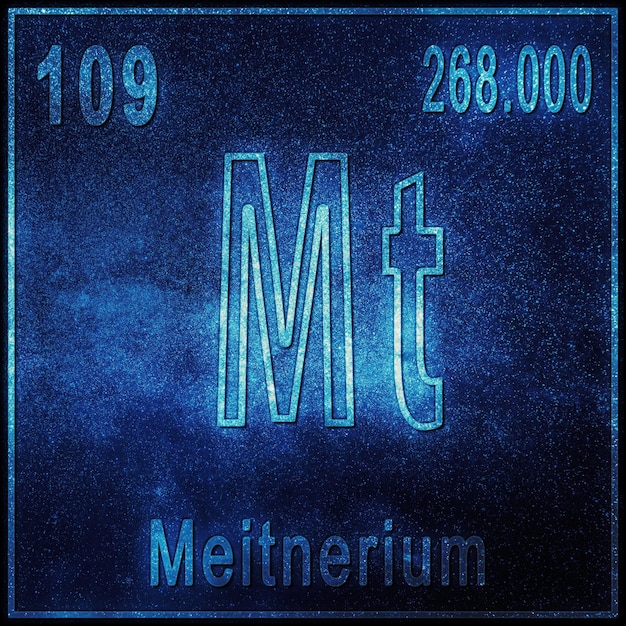 Free photo meitnerium chemical element, sign with atomic number and atomic weight, periodic table element