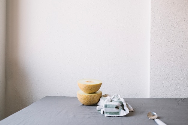 Melon in arrangement on table