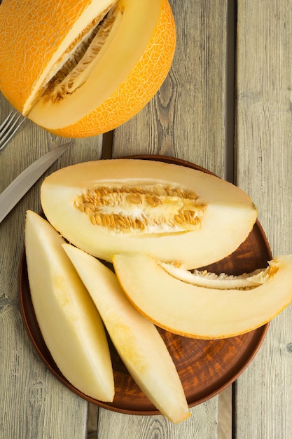 Melon on table