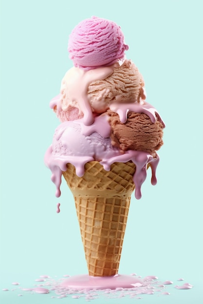 Free photo melting ice cream in cone