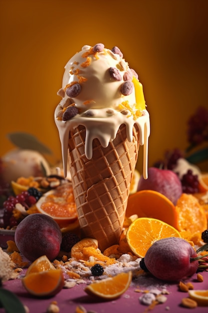 Melting ice cream with orange