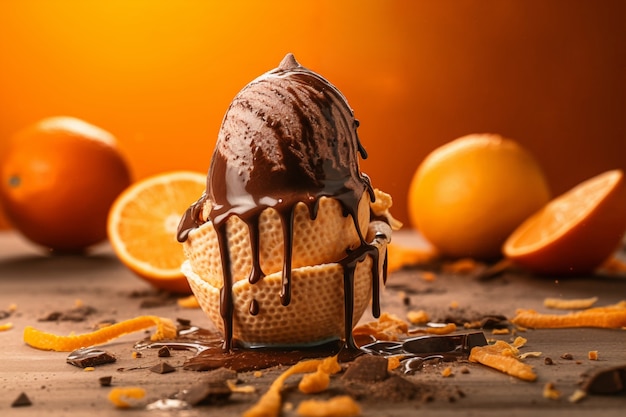 Melting ice cream with orange