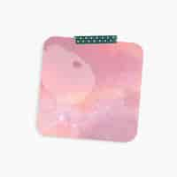 Free photo memo pad with pink galaxy background square shape and washi tape