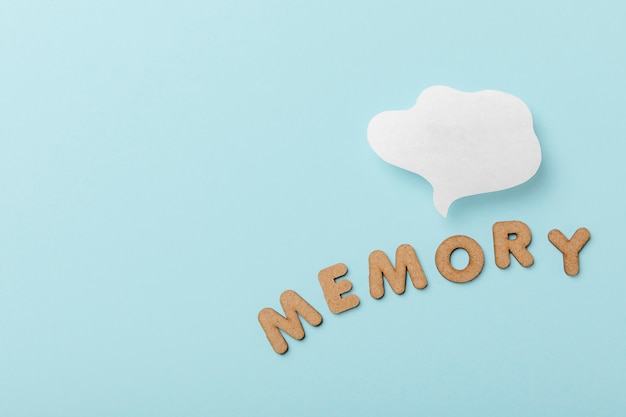 Memory concept with paper top view