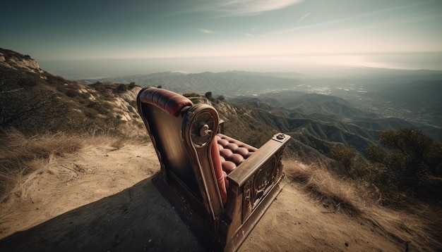 Free Photo men driving car through mountain range landscape generated by ai