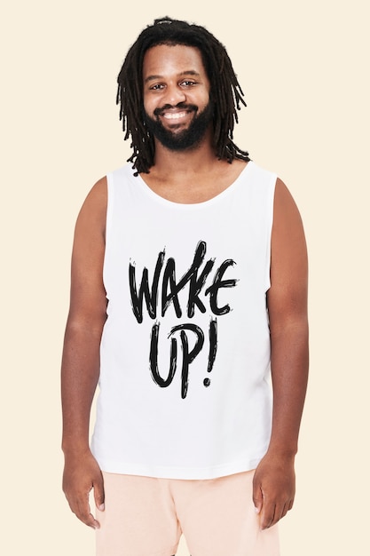 Free photo men's apparel 'wake up!' pajamas studio shot