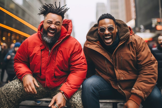 Men smiling in new york city