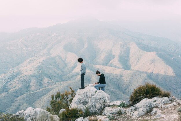 Men trekking in nature