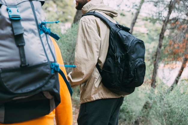 Free Photo men trekking in nature