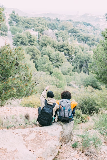 Men trekking in nature