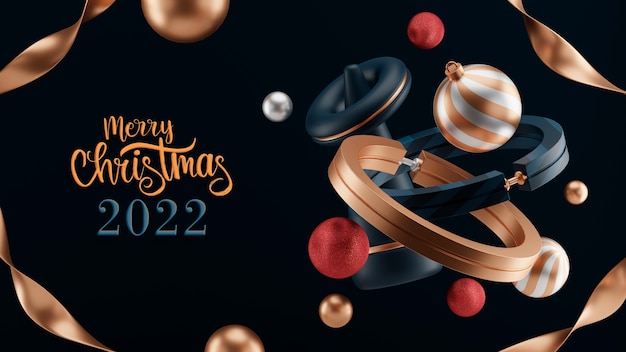 Merry christmas 2022 greetings with ornaments