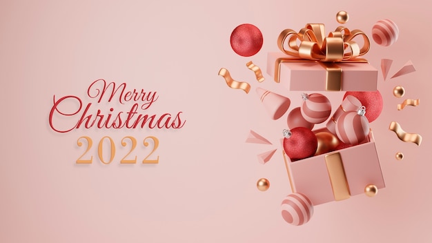 Merry christmas 2022 greetings with presents