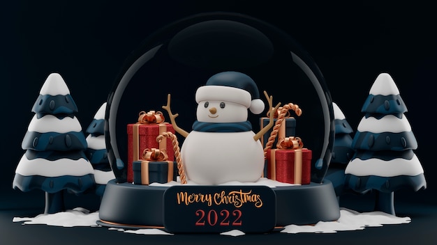 Free photo merry christmas 2022 with snowman