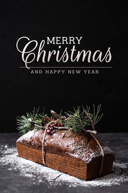 Free photo merry christmas banner with delicious dessert