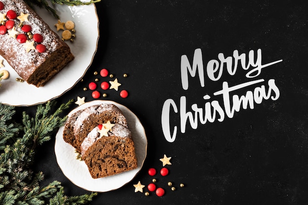 Free Photo merry christmas banner with dessert