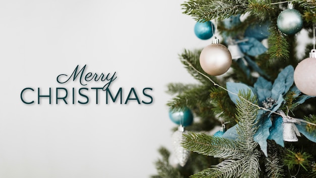 Free Photo merry christmas banner with fir tree