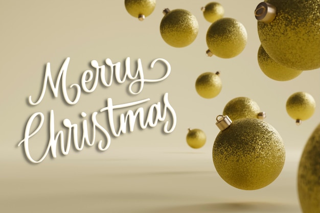 Free Photo merry christmas banner with golden globes