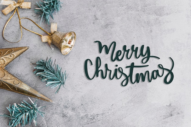 Free photo merry christmas banner with twigs