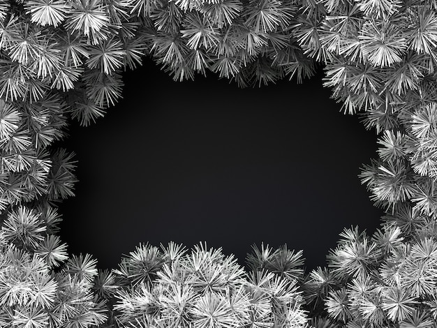 Free Photo merry christmas frame composition with pine tree branches top view. new year frame mockup with copy space 3d rendering