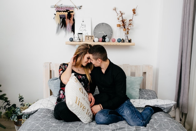 Merry Christmas. Young couple celebrating Christmas 