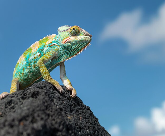 Free Photo mesmerising chameleon in the wild