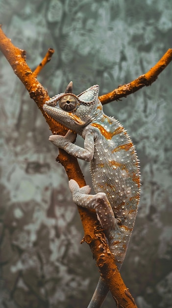 Free photo mesmerising chameleon in the wild