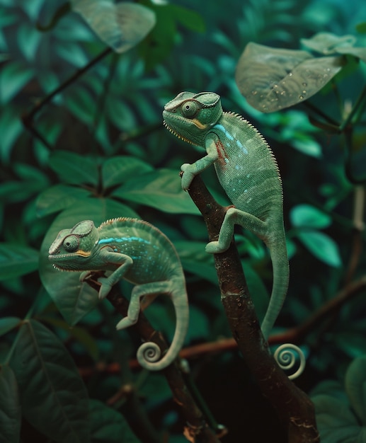 Free photo mesmerising chameleon in the wild