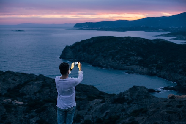 Free Photo mesmerizing amazing scenery and landscape on hiking trail with urban adventurer explore nature wonders