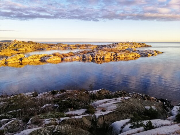 Mesmerizing bright sunrise over the beach in Stavern, Norway