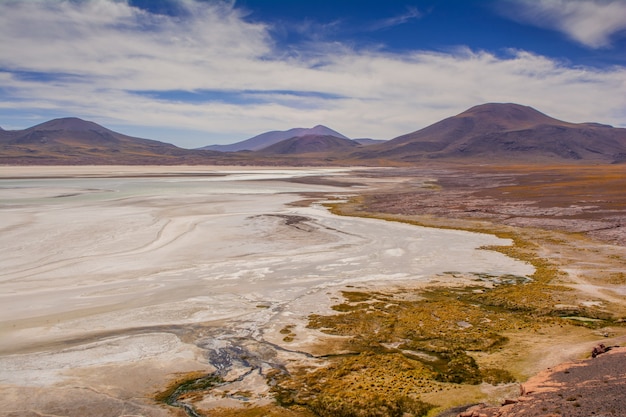 Free Photo mesmerizing scenery of salty lagoon in atacama desert in chile