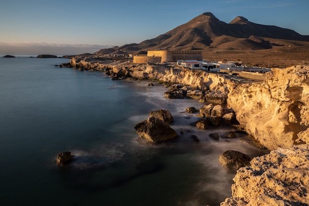 Mesmerizing view on the coast of Escullos in Natural Park of Cabo de Gata, Spain