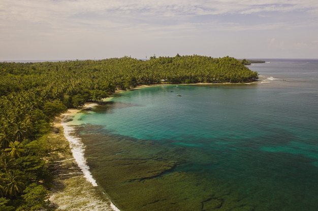 Free photo mesmerizing view of the coastline with white sand and turquoise clear water in indonesia