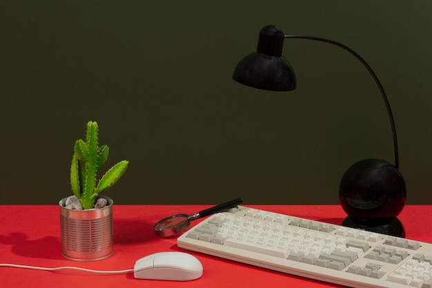 Free photo messy office desk still life