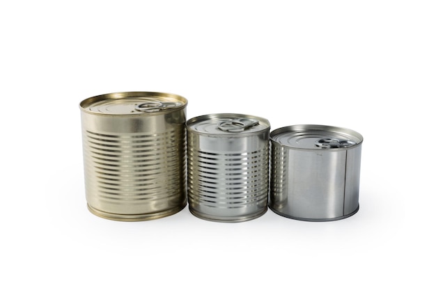 Metal cans on a white background